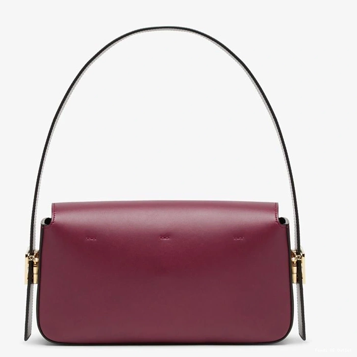Vintage HOT Nappa Burgundy Baguette Leather Bag Medium Fendi Twist In 0731